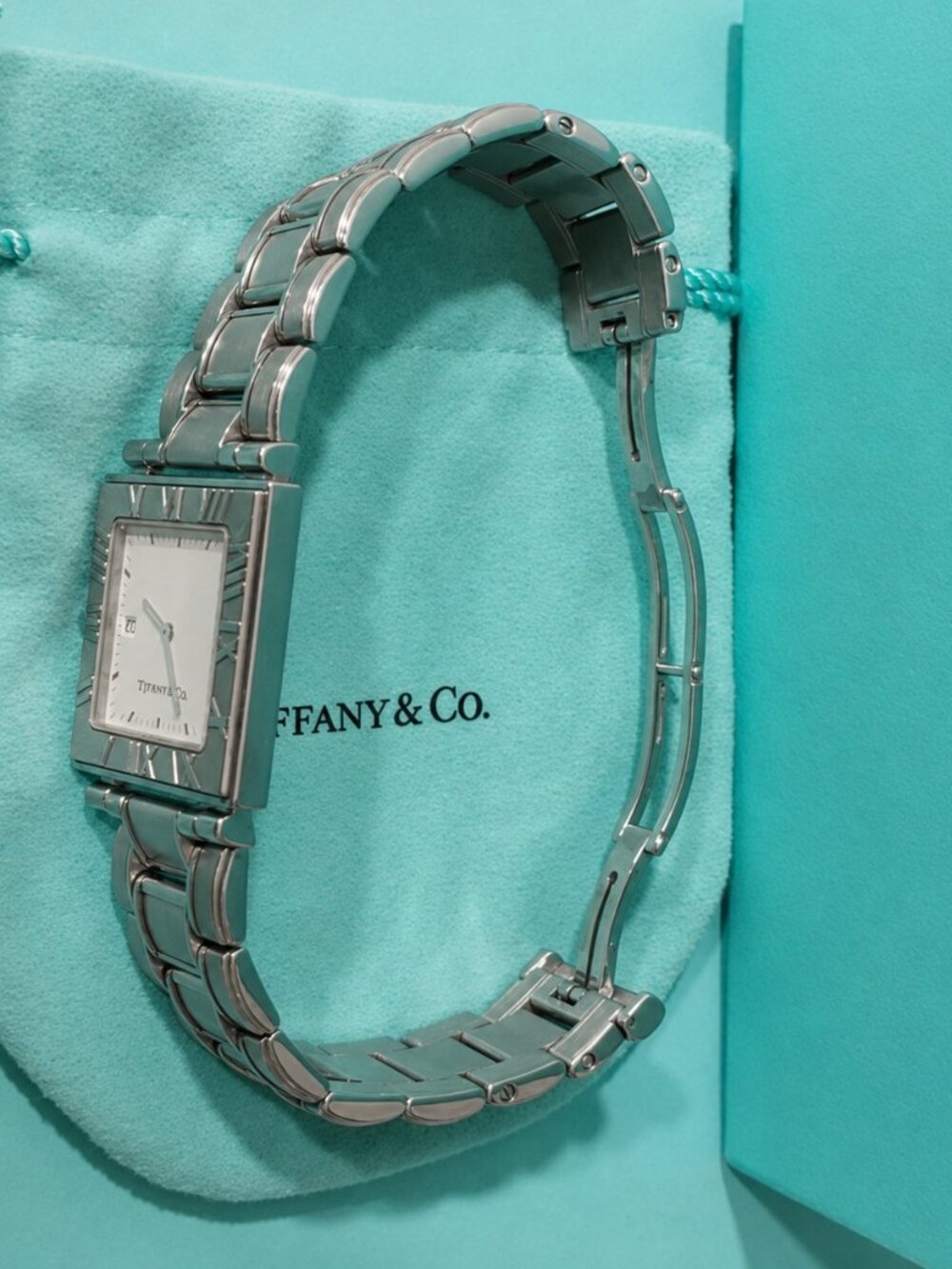 Tiffany & Co. Iconic Atlas Stainless Steel Swiss Made Square Watch - Picture 11 of 16